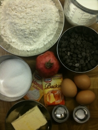 Ingredients for Chocolate Chip and Pomegranate Muffins