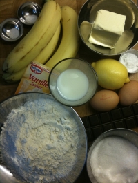 Ingredients for Banana and Chocolate Chip Muffins